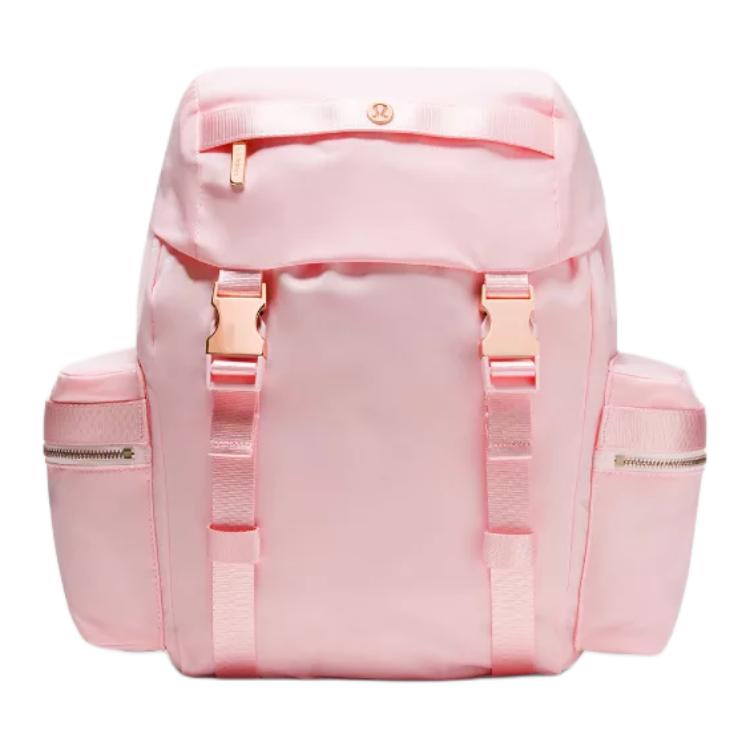 Lululemon Wunderlust 14L Waterproof Drawstring Design Anti-Slip Shoulder Strap Nylon Backpack Small Women backpack Pearl-Pink Rose-Gold LU9DNMS-074673
