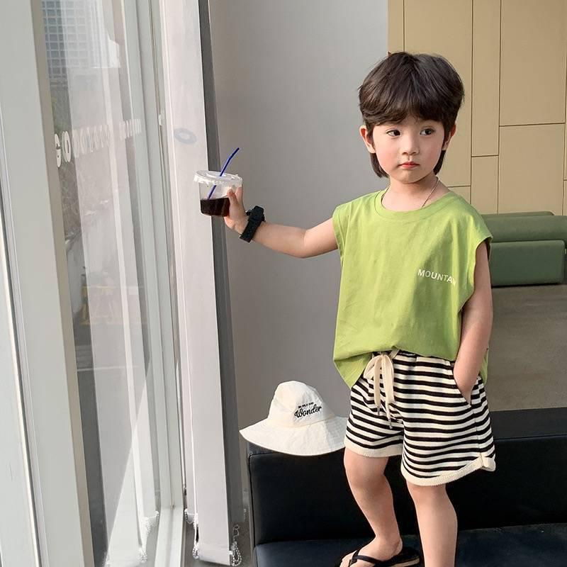 Boys 100 Percent Cotton Sleeveless Tank Top Summer Casual Vest Kids Cool T Shirt Fashionable Upper Garment