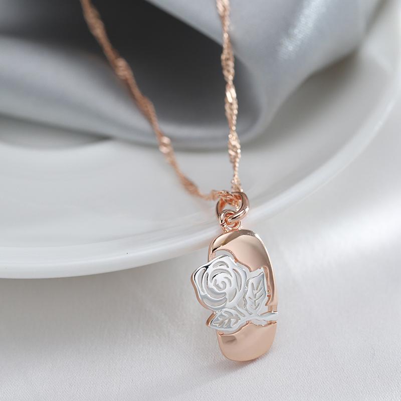 Mix Fashion Color Gold Rose Hollow Rose Flower Pendant Necklace For Women Wedding Party Daily Vintage Jewelry