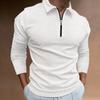 New Waffle Zip Long Sleeve Polo Shirt Men's T-shirt Top 8 Colours