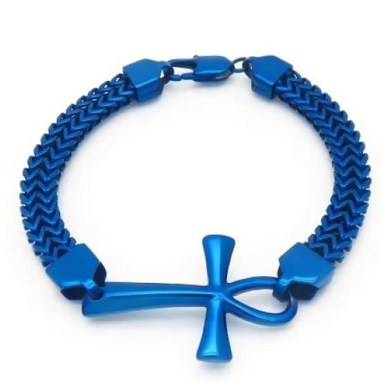 Bracelet Vintage Charm Pendant Amulet Talisman Ankh Cross Men Women Stainless Steel Egypt Egyptian Key Life Religious Jewelry Gift Hip Hop Rock Goth