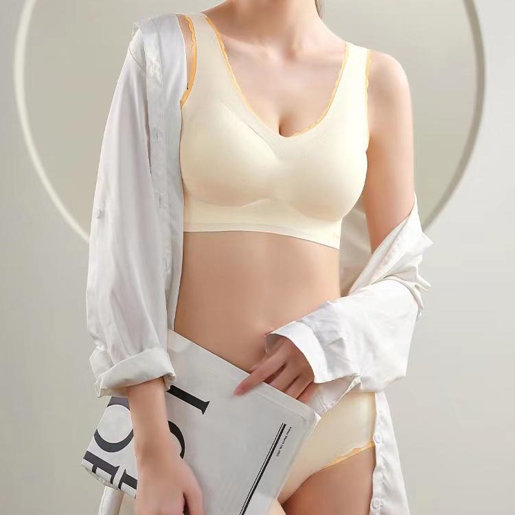 Высококачественный цельный бесшовный комплект с бюстгальтером контрастного цвета, женское нижнее белье, сексуальные трусы, беспроводной мягкий бюстгальтер