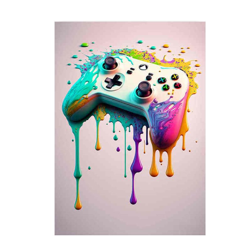 Мультяшные игровые контроллеры, консольные постеры и принты, наушники, холст, картины, настенное искусство для бара, игровая комната, домашний декор