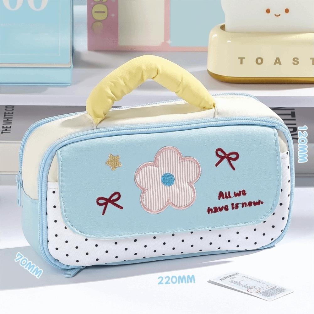 Zipper Pencil Case Soft Handle Pen Pouch Cute Style Pencil Box Office Use