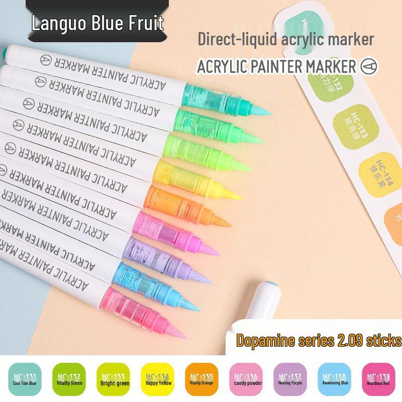 Blue Fruit Liquid Acrylic Marker Set - Soft Tip for Art Students, Elementary School Gift Box