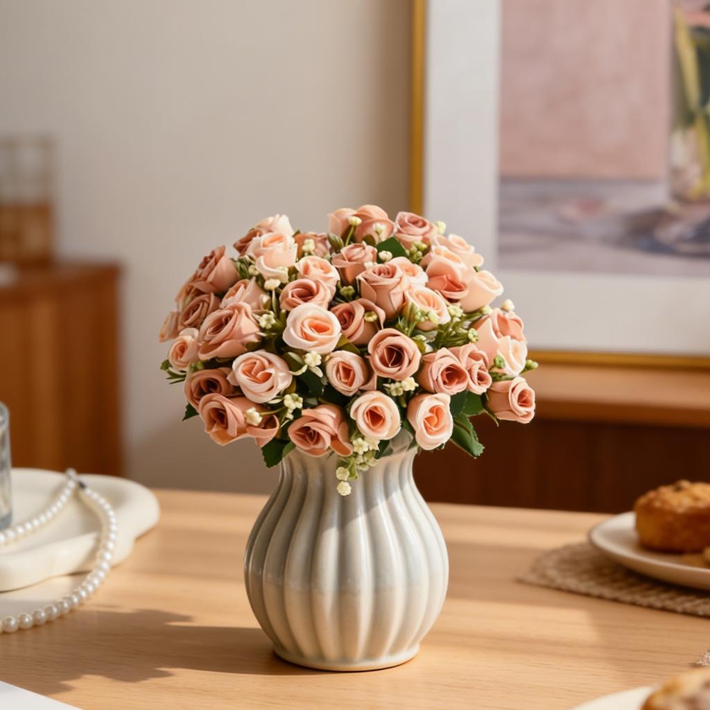 Silk Artificial Flowers Bud Wedding Wreath Festival Room Home Decora Bridal Bouquets Table Vases Pretty Prop Yard Arch Diy Gifts