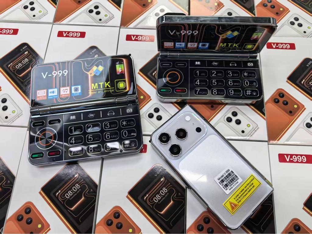 V-999 2G двухэкранный раскладной телефон со складным дизайном для студентов