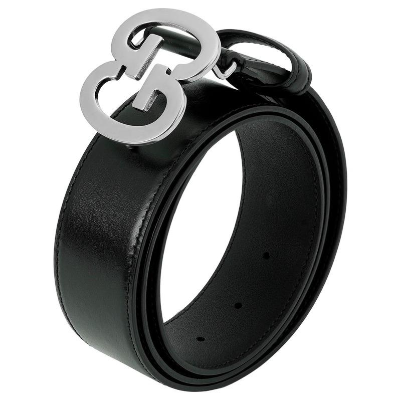 Gucci Серия Double G Логотип Double G Широкая Гладкая Пряжка Кожаный Ремень Мужской Черный Ширина 4 см 745826-0YA0N-1000