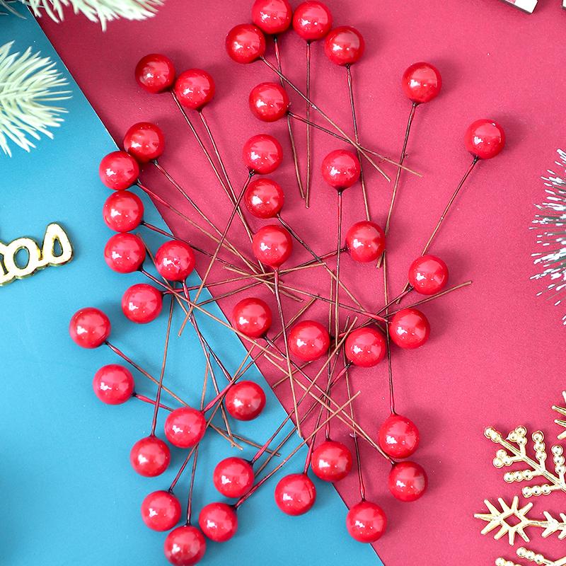 20/10PCS Christmas Wine Red Berry Artificial Xmas Decor Froth Vivid Holly Berries Home Decoration New Year Party Accessories