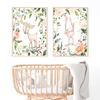 Boho Baby Rabbit Deer Fox Canvas Painting Animal Print Olive Branch Floral Poster Green Fresh Nursery Wall Art Picture Kids Room