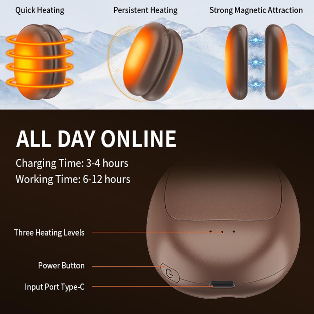 Magnetic Double-Sided Heating Hand Warmers USB Rechargeable Electric Hand Warmer Portable Hand Warmer for Heat Therapy