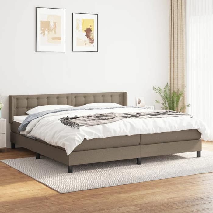 Maison Exclusive - Sommier à lattes de lit avec matelas Taupe 200x200 cm Tissu