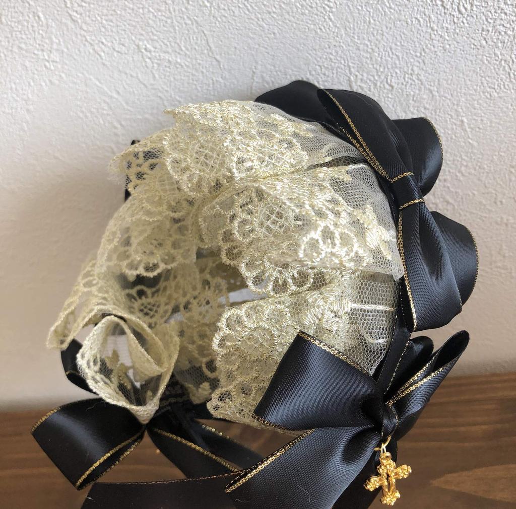 Lolita Lace Headband Gorgeous Frill Gothic Lolita Bowknot Cosplay Hair Ornament Hair Accessory Moe Cute Maid Cafe Women's [J's Select] (Black)