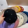 Autumn and winter diamond-set wool painter hat age-reducing rhinestone beret women's light luxury niche foreign octagonal hat