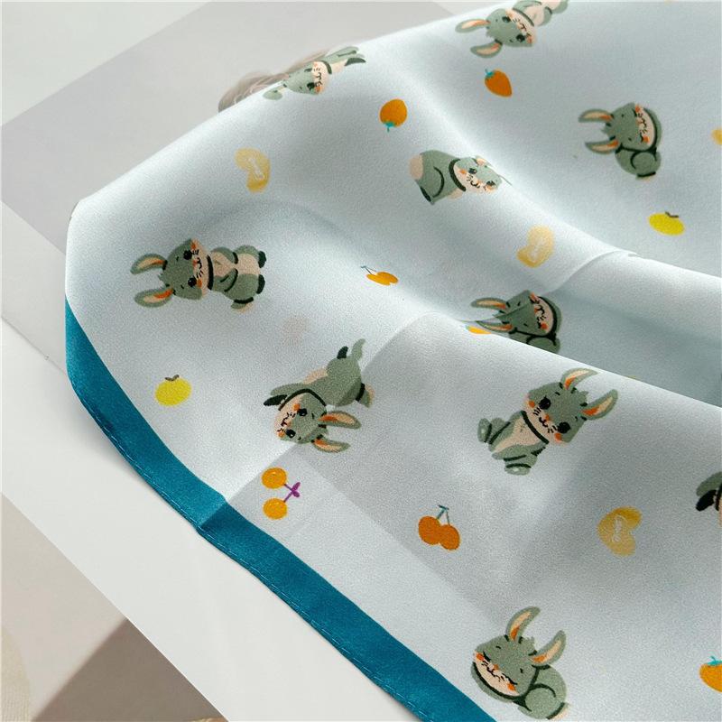 53*53cm Square Silk Scarf Women's Fashion Printed Small Neck Scarf Office Women's Hair Belt Folar Handkerchief Women's Handkerchief Scarf