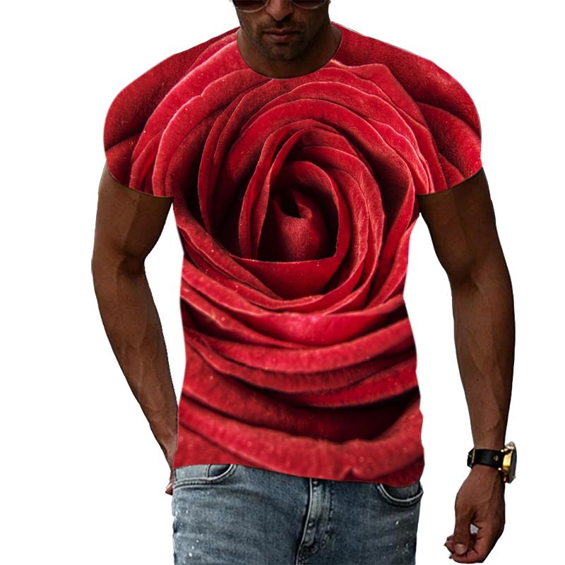 Летняя футболка с 3D принтом роз и цветочным принтом, модные повседневные футболки для мужчин и женщин, футболка большого размера с короткими рукавами, уличная одежда, топ в стиле Харадзюку