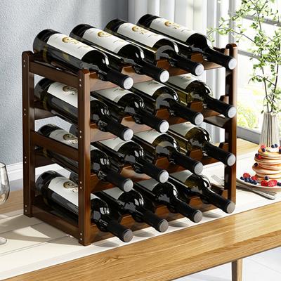 Бамбуковая винная стойка Держатель Барные шкафы Штабелируемый куб для хранения Столешница для шампанского Многослойная Сделай сам Сборная Натуральное дерево Держатель для бутылок для кухни