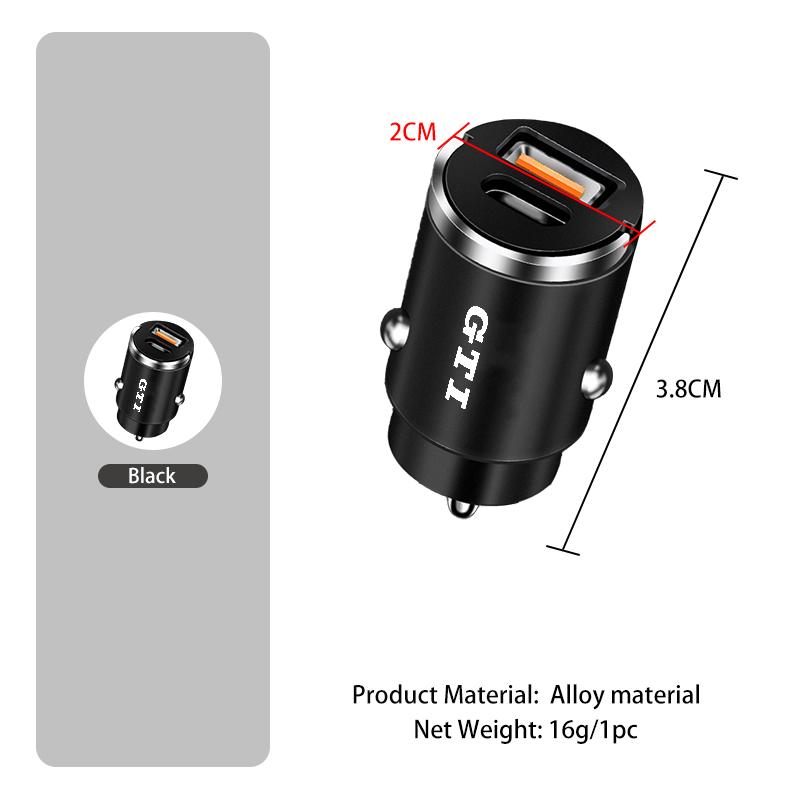 PIG1 Mini Car Charger Fast Charging USB Type C Car Phone Charger For Volkswagen VW Tiguan CC Jetta Polo Golf Passat Scirocco T-ROC