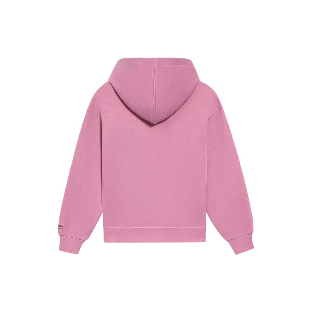 Li-Ning Трендовая спортивная серия со стразами и логотипом, свободная толстовка с капюшоном, женские топы, темно-красные AWDS046-7