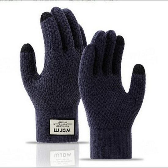 Men's and Women's Thickened Wool Touchscreen Gloves - Knitted, Velvet-Lined, Cold-Proof for Autumn and Winter Riding