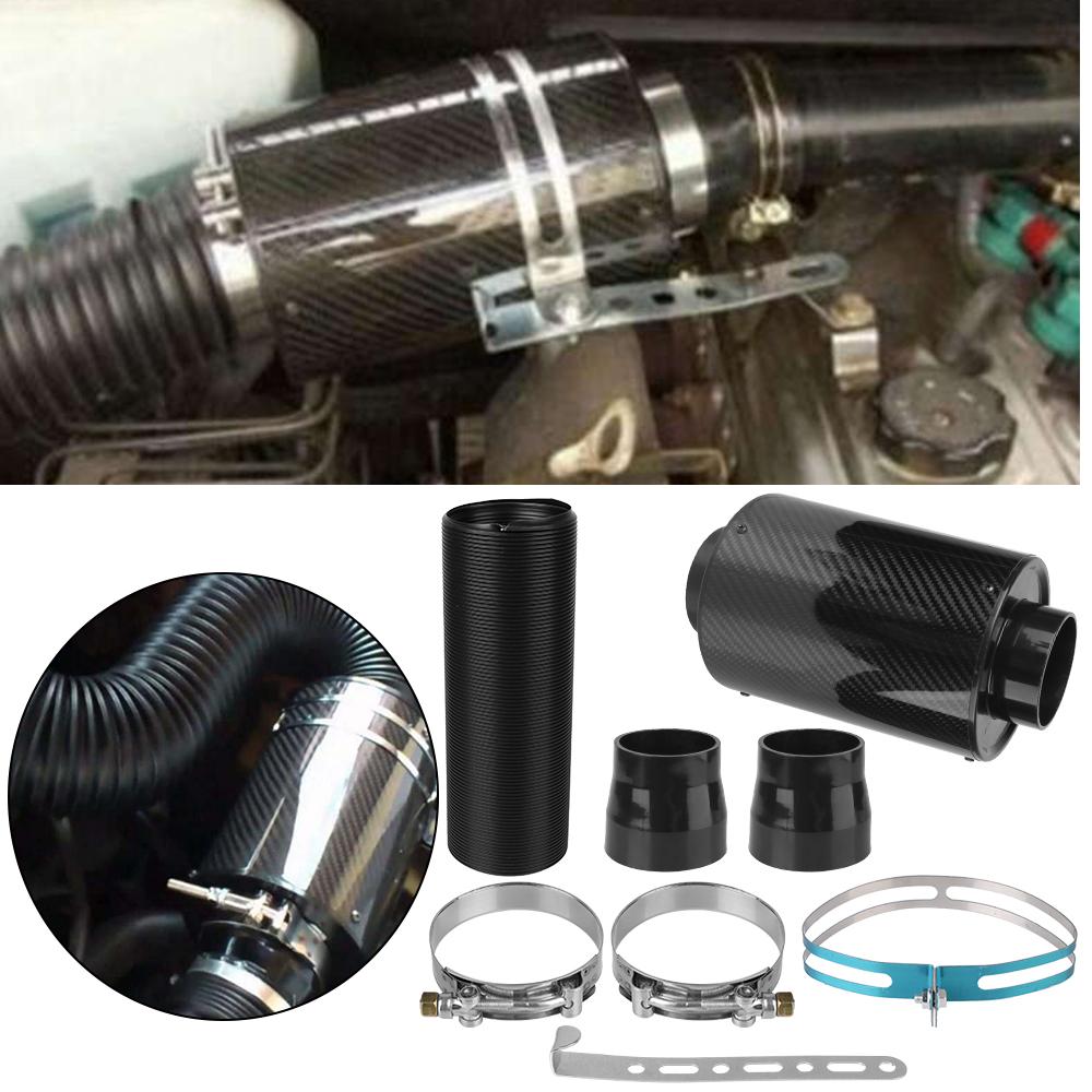 Автоаксессуары Подача Закрытый Впускной Патрубок Комплект Шлангов Впускной Фильтр Бокс Универсальный 1 Комплект Автомобильный Фильтр Холодного Воздуха из Углеродного Волокна