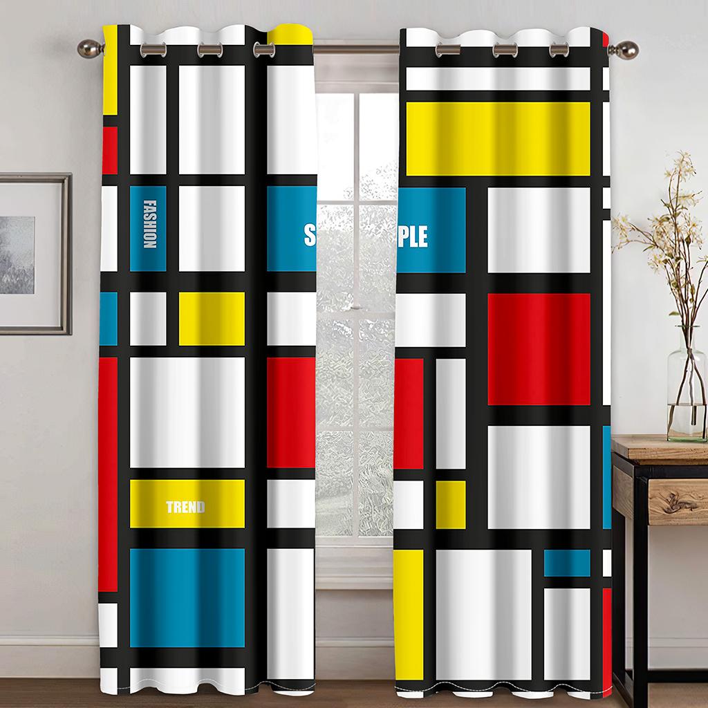 Дешевые абстрактные геометрические красные современные оконные шторы для гостиной, спальни, ванной комнаты, двери, домашний декор, распродажа, 2 шт.