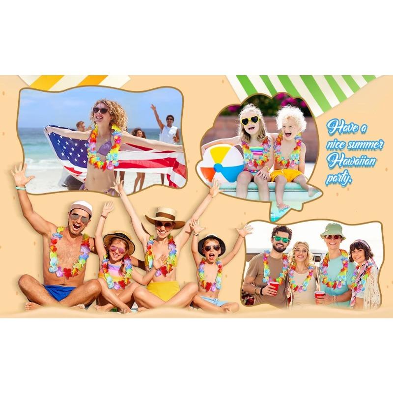 10 шт. Светодиодные гавайские леи Светящиеся цветочные леи Ожерелье Цветы Луа Венок Гирлянды Пляжная свадьба Тропическая тематическая вечеринка Принадлежности