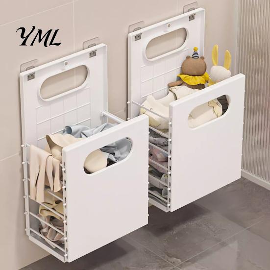 Foldable Laundry Organizer Wall Mounted Hamper, Breathable Large Capacity Container, Portable Travel Sack Space Saving Storage Basket, for Bathroom