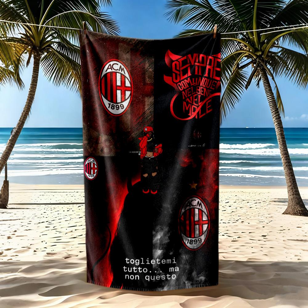 Ac Milan Beach Towel Super Soft Microfiber Quickdry Fabric Comfortable Lightweight Suitable For Swimming Gym Camping Yoga Vacation