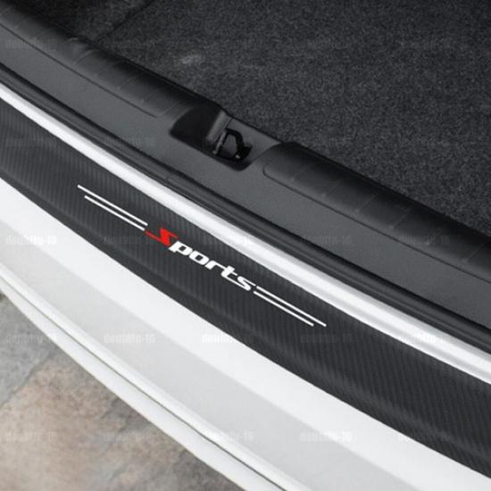 1pc Carbon Fiber Car Door Plate Sill Scuff Cover Anti Scratch Black Sticker