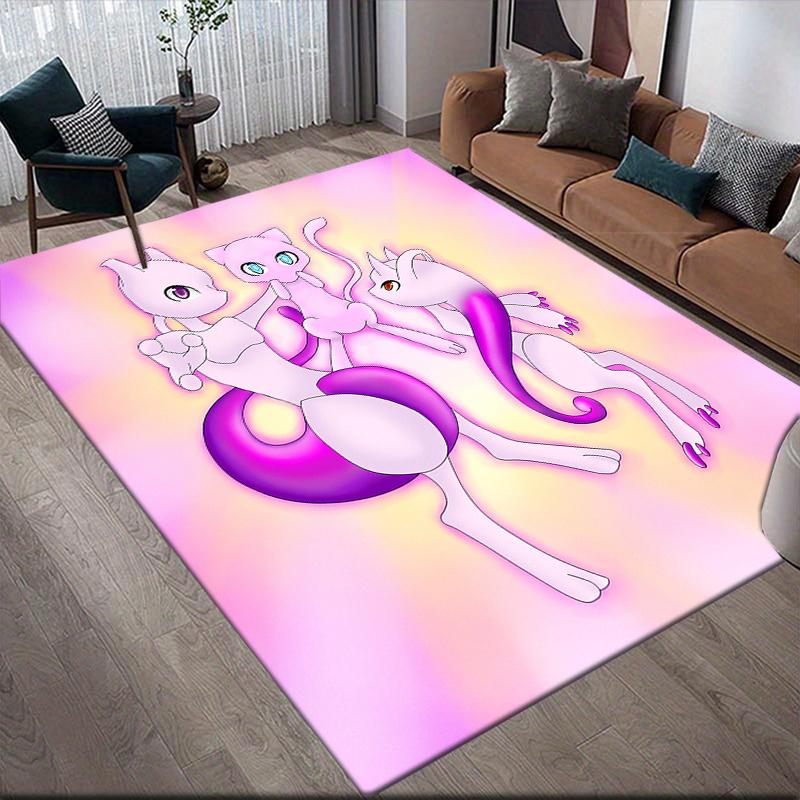 mew2 Square Area Rug, Non-Slip Floor Mat for Living Room, Perfect Gift for Mewtwo Fans.chl