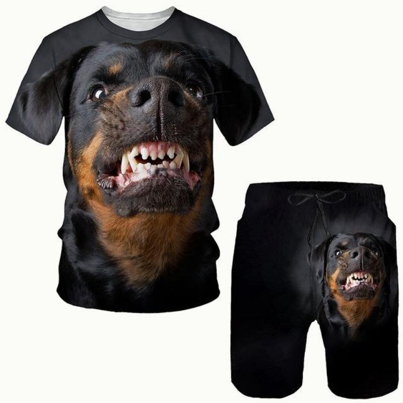 New Men's Pet Dog Suit 3D Printed Men T-shirt Shorts Set Sportswear Tracksuit Summer O Neck Short Sleeve Cool Clothing Suit