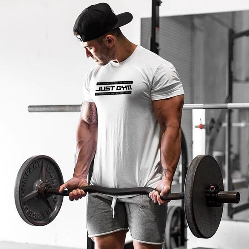 Брендовая мужская облегающая футболка Do The Work с буквенным принтом для бодибилдинга и фитнеса с круглым вырезом, модная дышащая футболка с короткими рукавами для тренировок