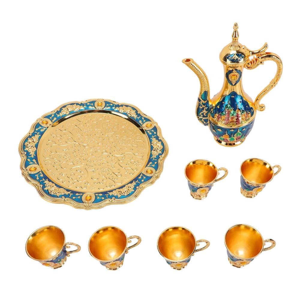 Zinc Alloy Turkish Coffee Pot Set Vintage Tea Service Set Wine Server Set Display Collection