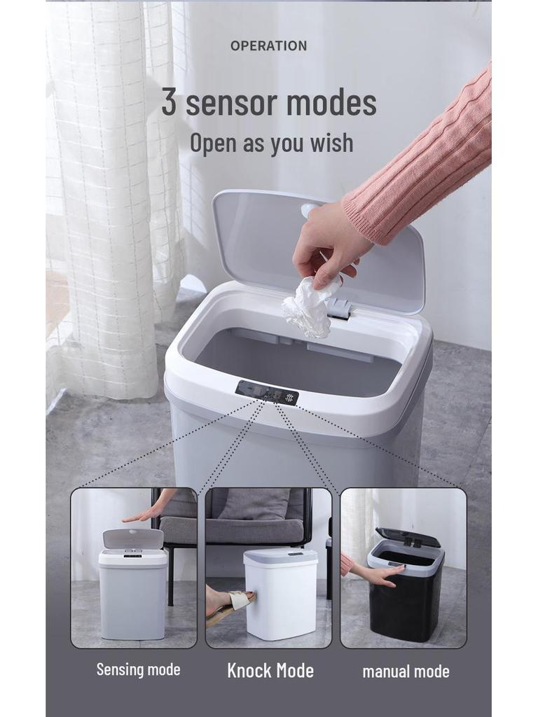 Бесшумное сенсорное мусорное ведро с крышкой для гостиной, спальни, ванной комнаты, кухни