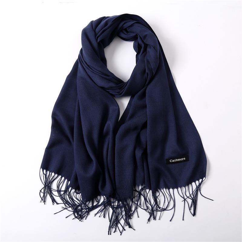 2024 Autumn And Winter Imitation Cashmere Scarf Solid Color Fashionable Versatile Warm Shawl Tassel Scarf