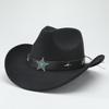 Autumn and winter ethnic style men's and women's western cowboy hats, big-brimmed top hats, woolen Tibetan jazz hats
