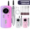 Professional Nail Drill Electric Nail File Manicure Pedicure Kit 45000RPM Portable with 6 Drill Bits for Salon and Home Use