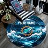 Custom Name,Miami Dolphins pattern round rug,Carpet Rug for Living Room Bedroom Playroom ,Non-slip Floor Mat,Holiday Gifts and Birthday Gifts.