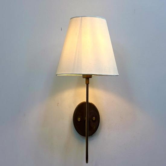 Antique Brass Wall Sconce | 1950s Wall Lamp with Shade | Mid Century Modern Wall Light | Wall Mounted Lighting Fixture