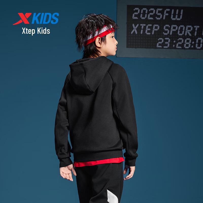 Xtep Kids Hooded English Print Thermal Sweatshirt