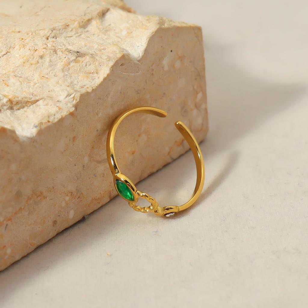 Винтажные кольца с зелеными кристаллами для женщин, позолоченные, из нержавеющей стали, роскошные геометрические кольца Anillos, женские ювелирные изделия, подарки Bague