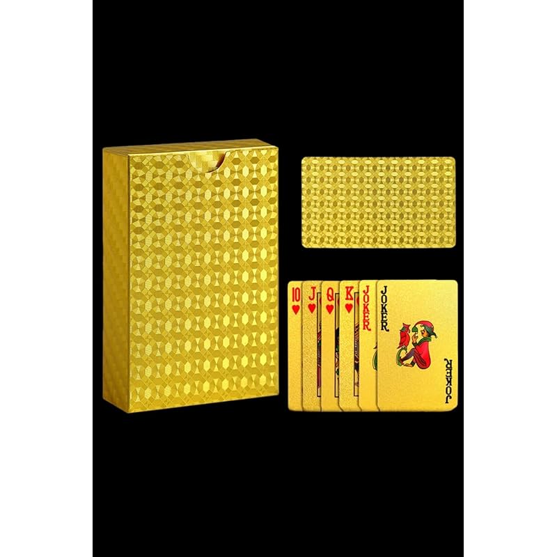 YFFSFDC 54 Водонепроницаемые Пластиковые Игральные Карты, Изготовлены из ПВХ, Водонепроницаемые и Прочные, Переливающиеся Золотом, Великолепные, Блестящие, Устойчивые к Выцветанию, и