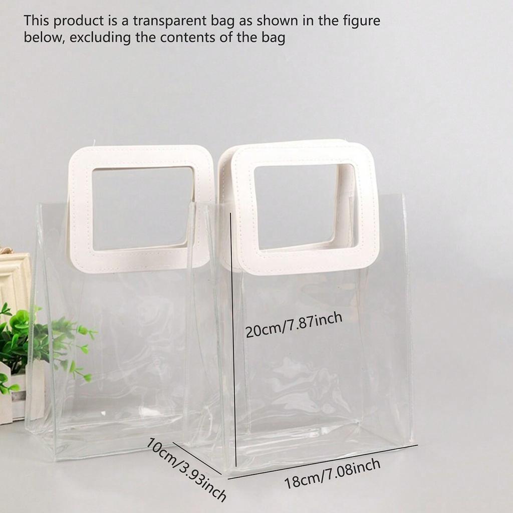1pc transparent gift bag, reusable transparent tote bag, suitable for wedding parties,weddings,birthday shopping, and candy bags