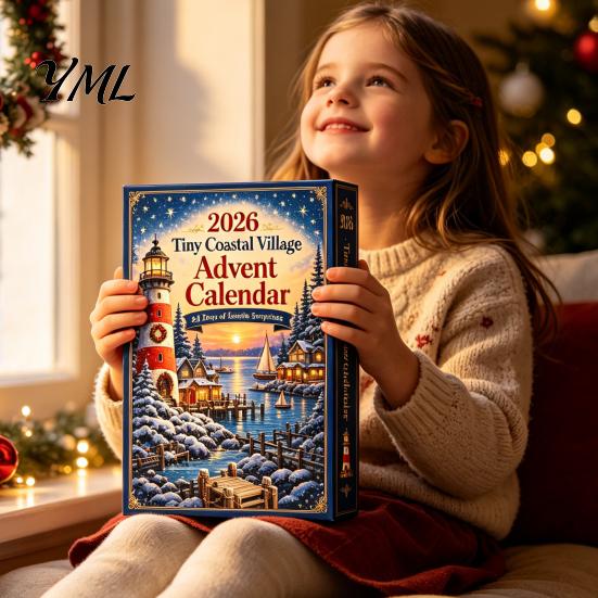 24 Day Advent Calendar Tiny Coastal Village Calendar, Christmas Countdown Birthday Gift for Kids Decoration, Acrylic Holiday Ornament And Home