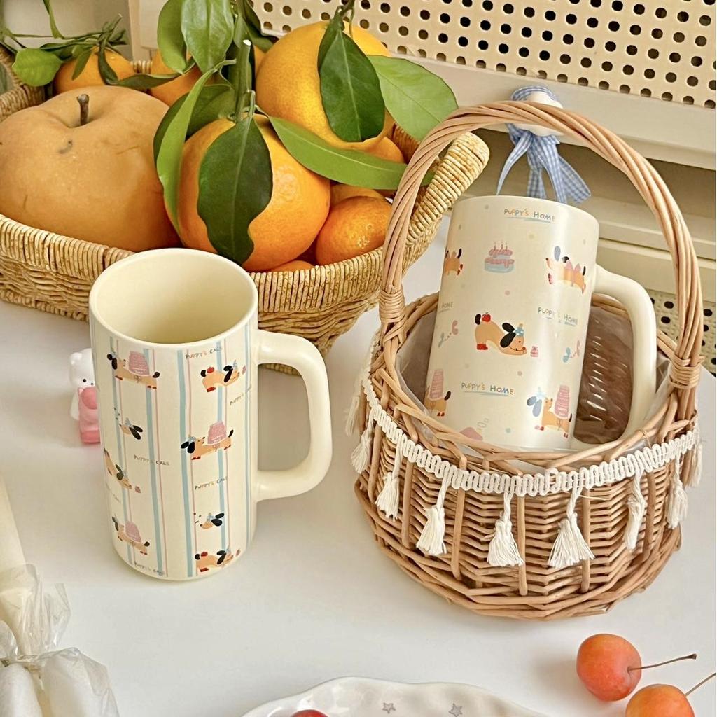 Современная домохозяйка Милая кружка с щенком Бытовая чашка для питьевой воды Высоко выглядящая чашка для завтрака Красивая высокая чашка Керамическая кружка