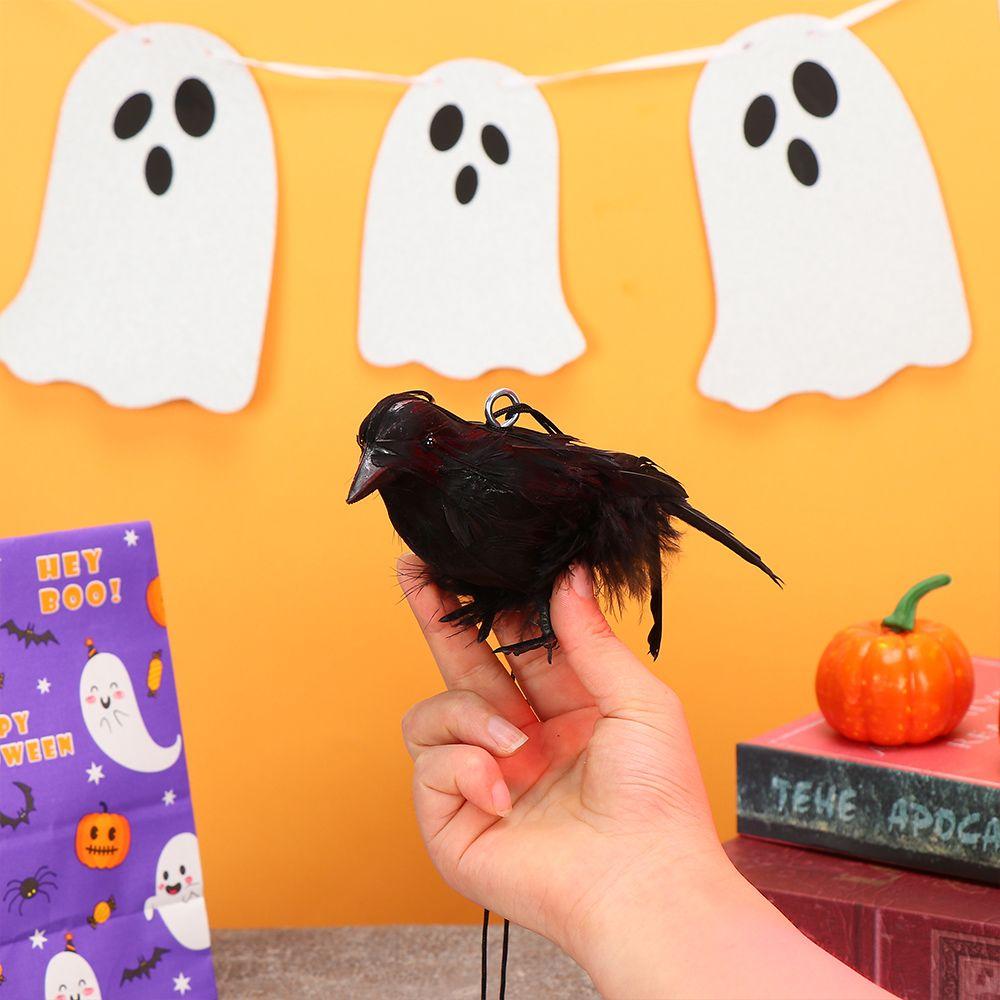 Model Party Event Supplies Artificial Crows Halloween Ornament Lifelike Black Bird Feathered Raven