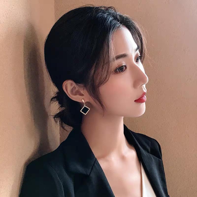 1 шт. Серебряные серьги-иглы S925 с квадратными бриллиантами и цирконами для женщин, корейский модный темперамент, интернет-знаменитости, геометрические круглые серьги-гвоздики