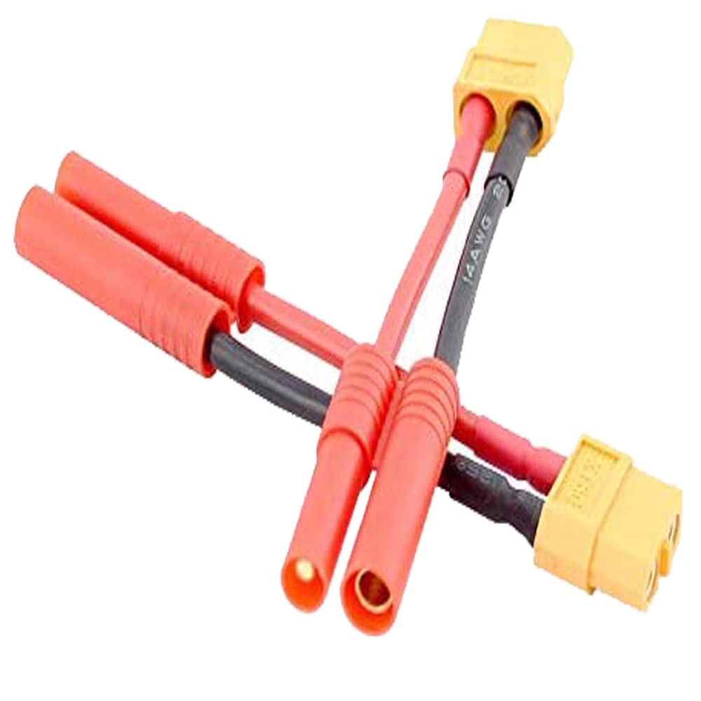 Yiqigou XT60 Plug Female Connector to HXT4MM Bullet Connector Banana Plug Wired Adapter for RCLiPo 3-Piece 4.0MM