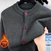 Pierre Cardin Мужской утолщенный вязаный кардиган на флисовой подкладке